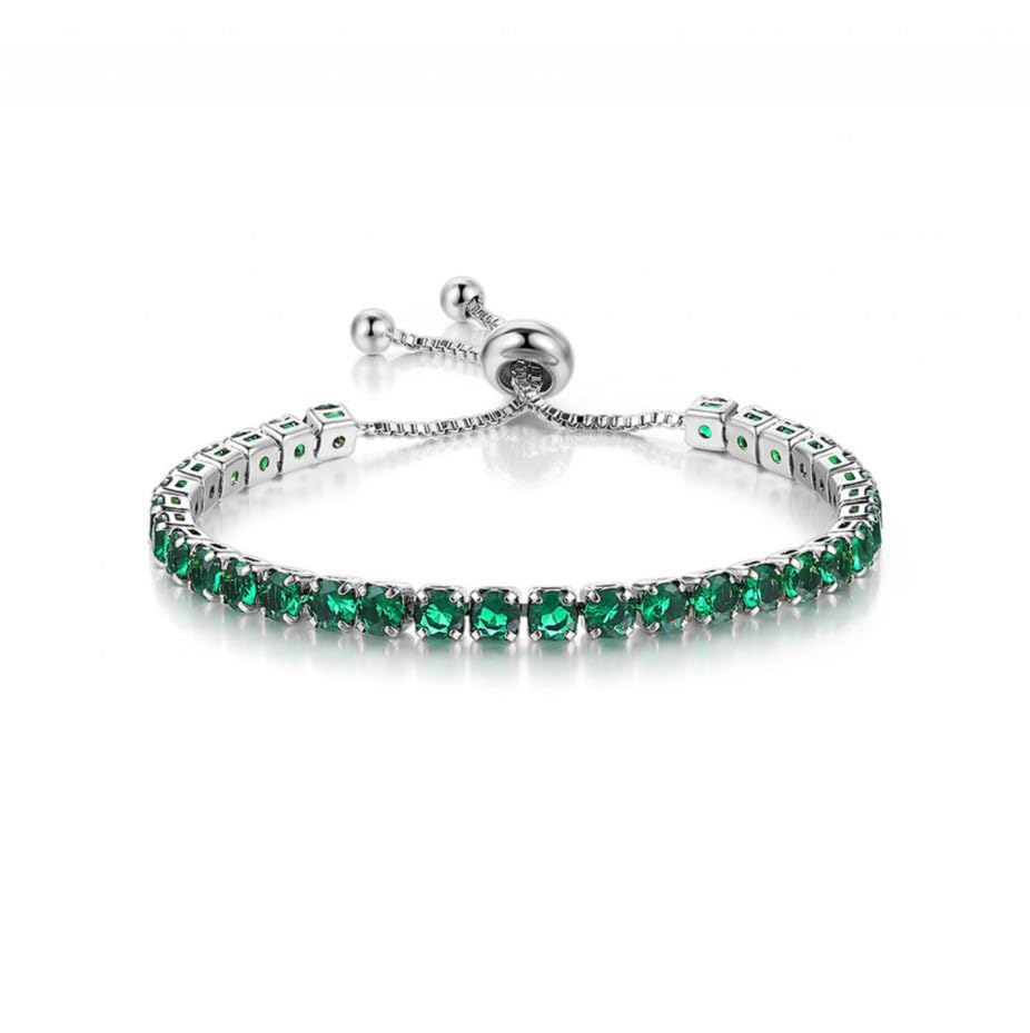 Bracelet for Women Sliver Gold Plated Tennis Bracelet Cubic Zirconia Adjustable Slider Clasp Jewelry Charm Accessories Gift
