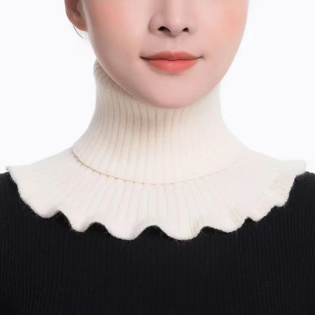 Winter New Arrival Thermal Fleece Knit Turtleneck Scarf for Women, Warm and Cold-Resistant Fashion Neck Gaiter, Versatile Fake Collar, Yarn, Fluffy Soft Scarf