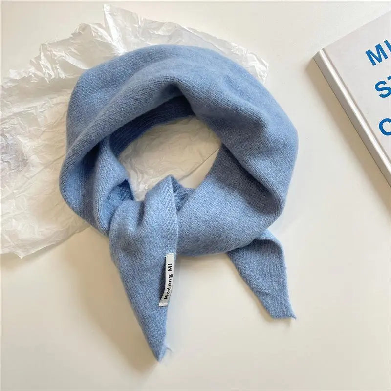 Winter Korea Knitted  Triangle Scarf Wool Warm Shawl Scarf Women Neck Protection Smallscarf Cashmere Scarf