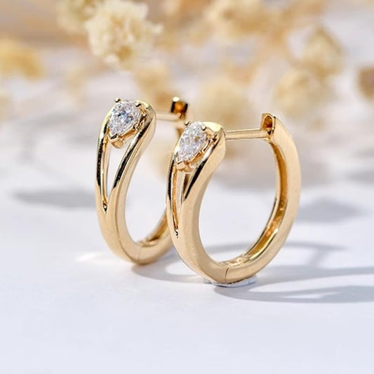 8 Styles Fashion Hoop Earrings with Minimalist Teardrop Synthetic Zirconia Elegant Daily Casual Party Jewelry for Women