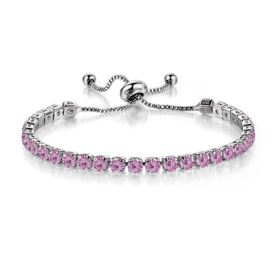Bracelet for Women Sliver Gold Plated Tennis Bracelet Cubic Zirconia Adjustable Slider Clasp Jewelry Charm Accessories Gift