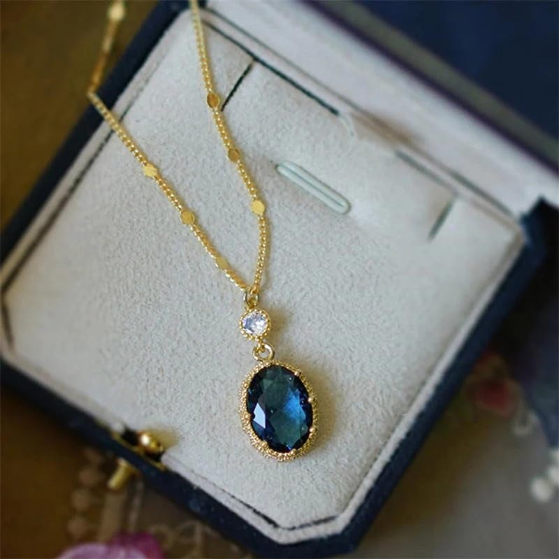 Exquisite Oval CZ Pendant Necklace for Women Charms Jewelry