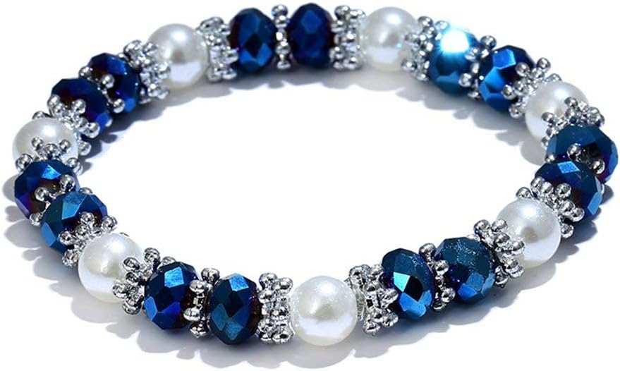 Stylish Bracelet Shiny Colorful Rhinestone Faux Pearl Bracelet Bangle Women Jewelry Birthday Gift - Black Useful
