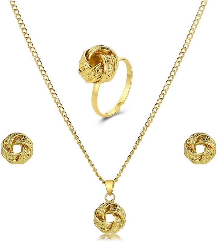 3PCS Set Vintage Boho Jewelry Set in Zinc Alloy - Ring, Earrings & Necklace for Women