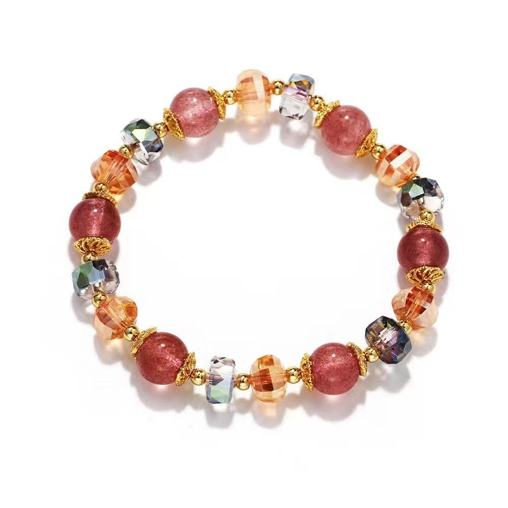 Stylish Bracelet Shiny Colorful Rhinestone Faux Pearl Bracelet Bangle Women Jewelry Birthday Gift - Black Useful