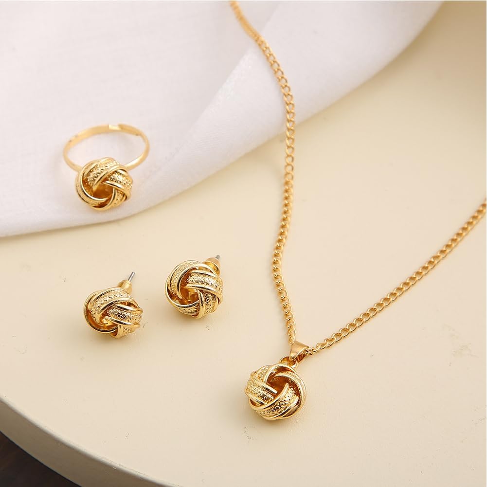 3PCS Set Vintage Boho Jewelry Set in Zinc Alloy - Ring, Earrings & Necklace for Women