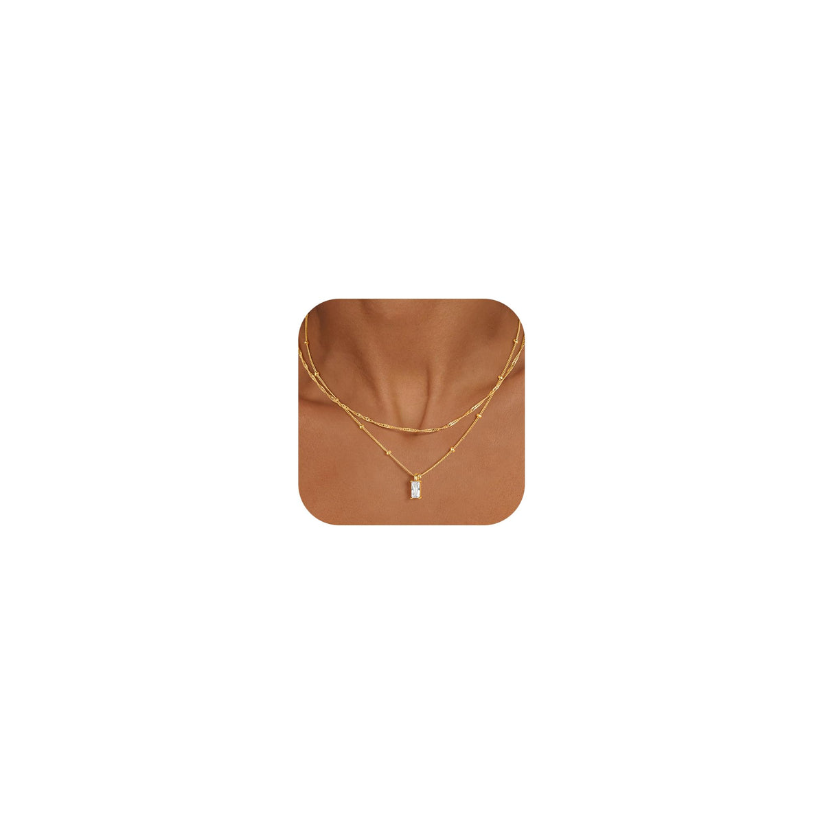 Yoosteel 14K-Gold-Plated Necklaces for Women,Dainty CZ Necklaces Stack