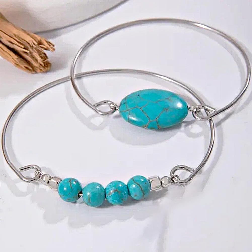 5Pcs Bracelet Chain for Women Turquoise Bracelets Sterling Fashion Wristband Chain Floral and Leaf Bangle