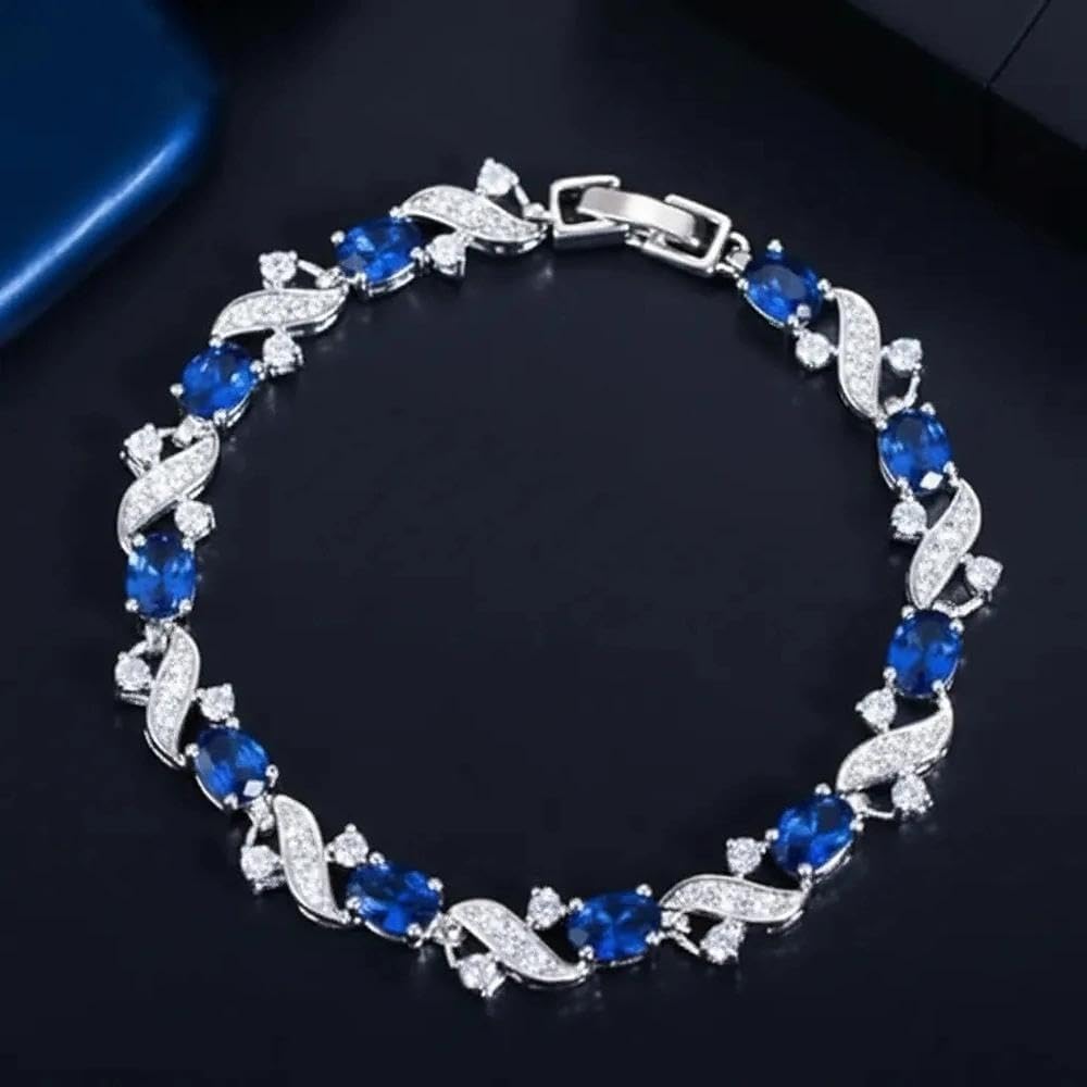 Multi Oval Zircon Bracelet, Luxury Crystal Jewelry for Women