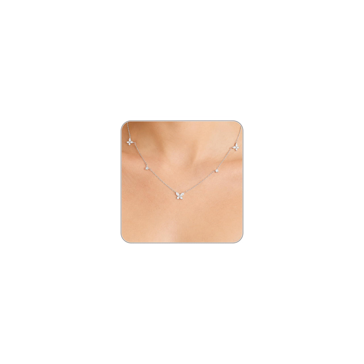 Dainty Silver Gold Necklaces for Women Cute Station Choker Simulated Diamond Necklace Simple Layering CZ Necklace Trendy Jewelry Gifts