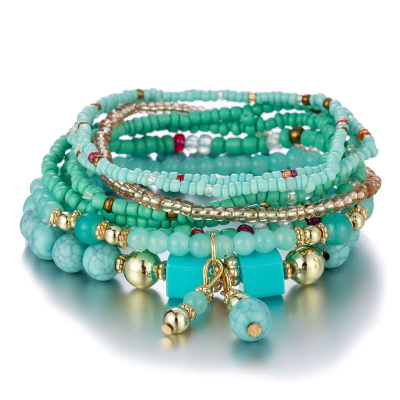 Beaded Bracelets for Women,Bohemian Stackable Style Multilayered Stretch Bracelets Friendship Jewelry Summer