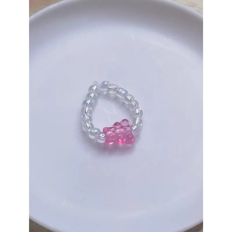 Dainty Beaded Gummy Bear Rings (Sets of 3)