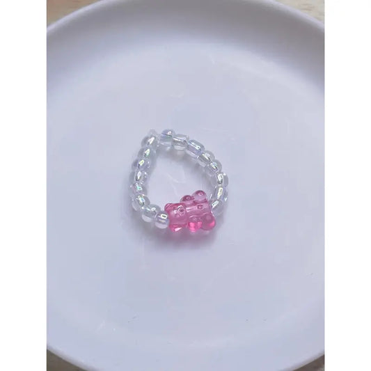 Dainty Beaded Gummy Bear Rings (Sets of 3)