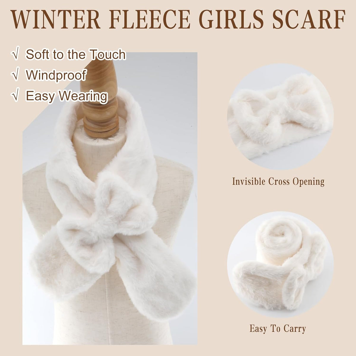 Girls Scarf Fuzzy Fleece Kids Scarves Winter Warm Scarf Toddler Adjustable Soft Neck Warmer