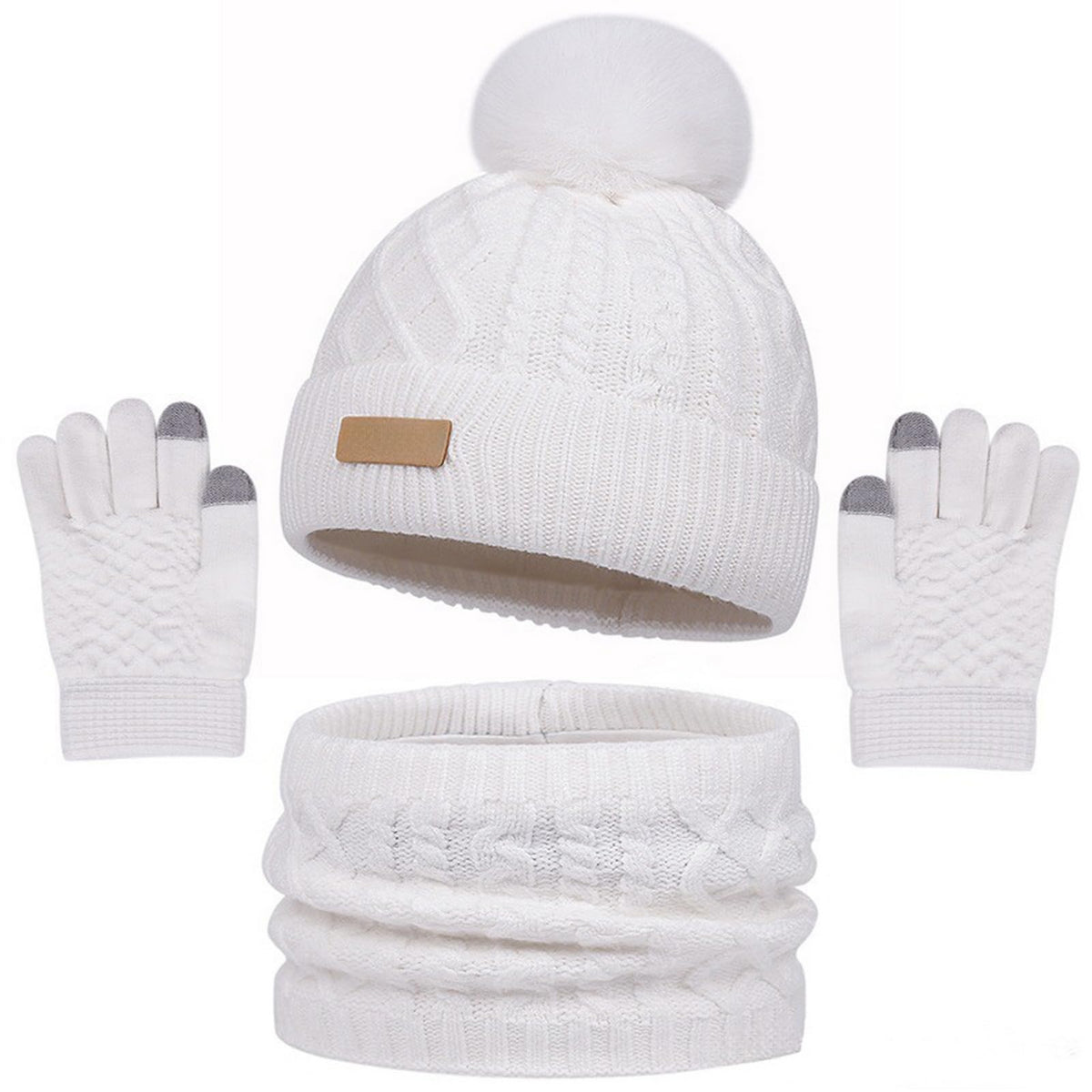 GIBZ Jacquard Winter Hat Scarf Gloves Set for Kids Ages 3-8