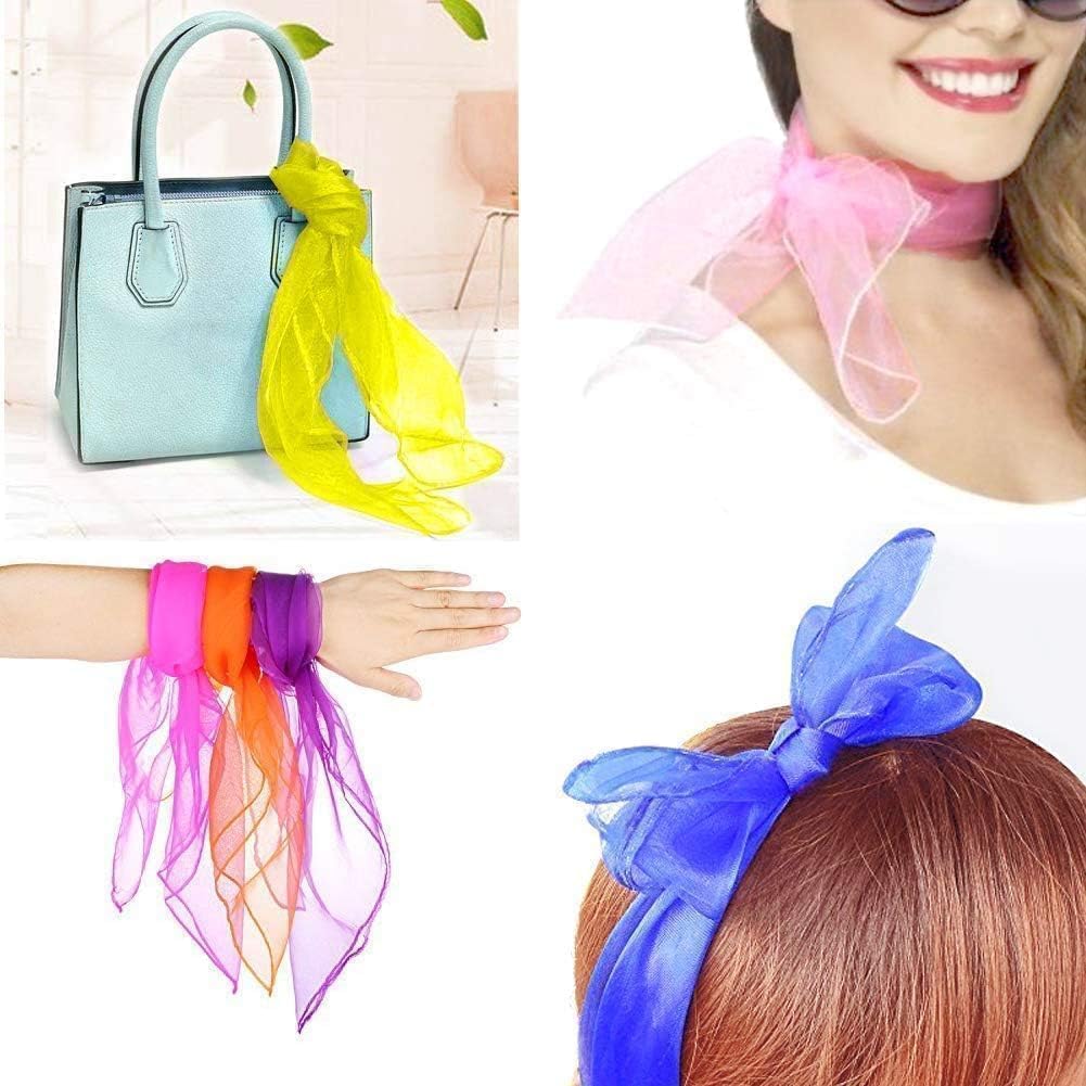 24 Inches Square Dance Scarves, 24PCS 12 Colors Juggling Scarf Props Magic Trick Silk Play Scarves Music Movement Scarf (24)