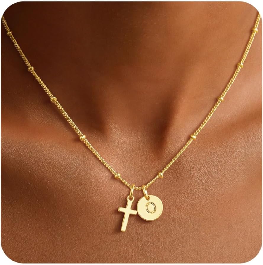 Turandoss Cross Initial Necklaces for Girls, Teen Girl Gifts Trendy Stuff