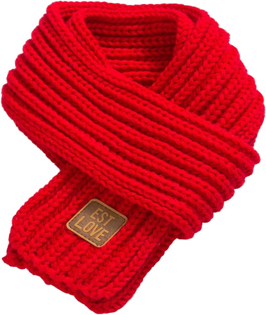 Kids Winter Knitted Warm Scarf Boys Girls Toddlers Solid Color Soft Scarfs Neck Warmer