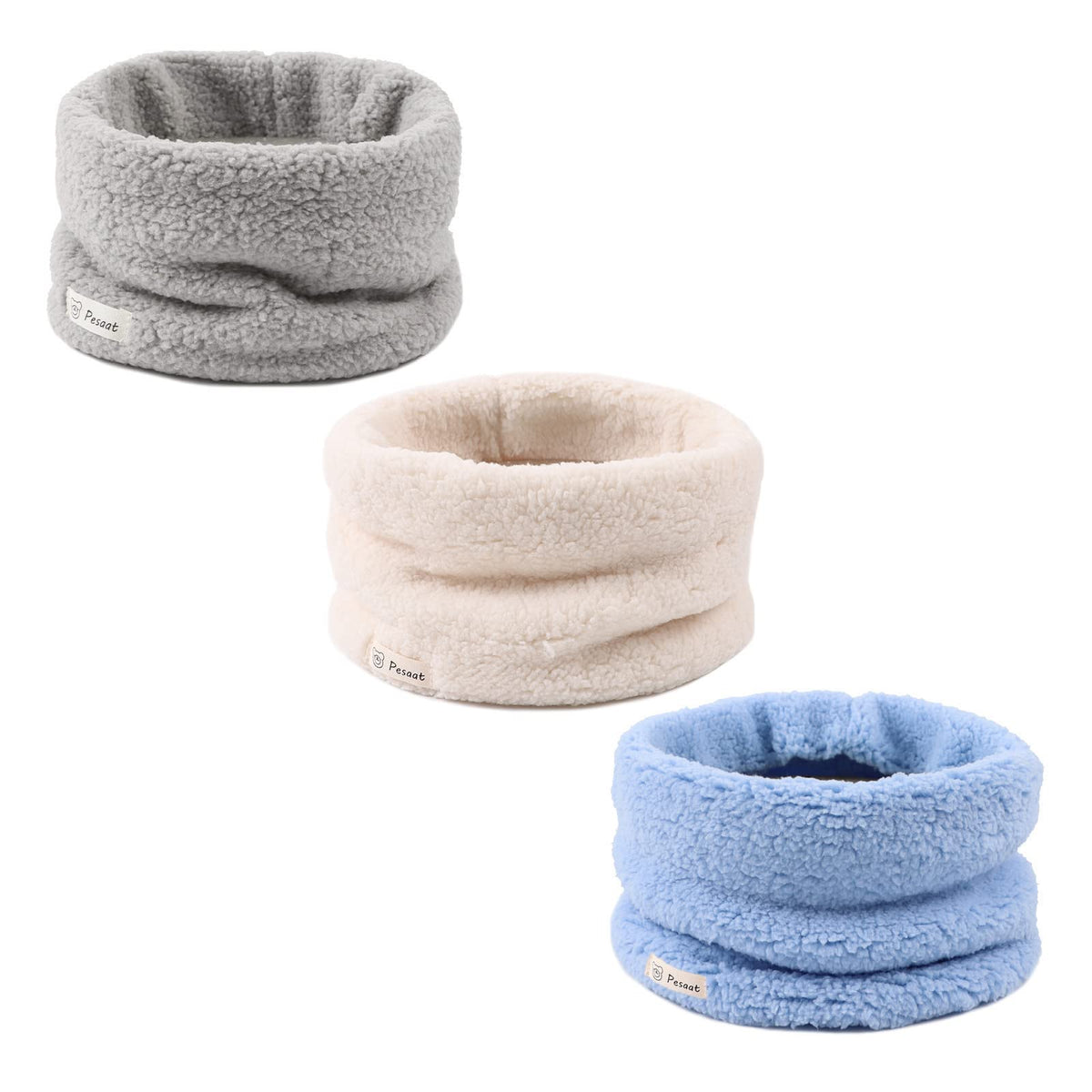 Zsedrut Fleece Warm Kids Scarf Thick Velvet Boys Girls Round Scarves Winter