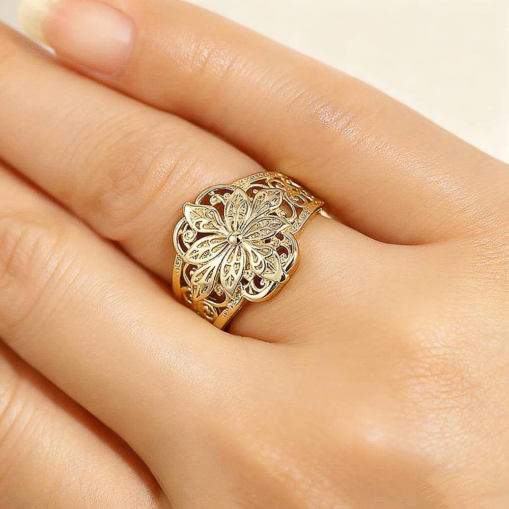 Hollow-Out Pattern Design Ring for Women Engagement Jewelry