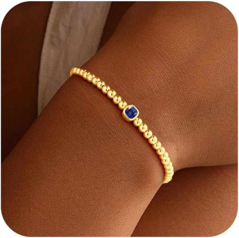 Turandoss Birthstone Bracelets for Women, 14K Gold Plated Bracelet