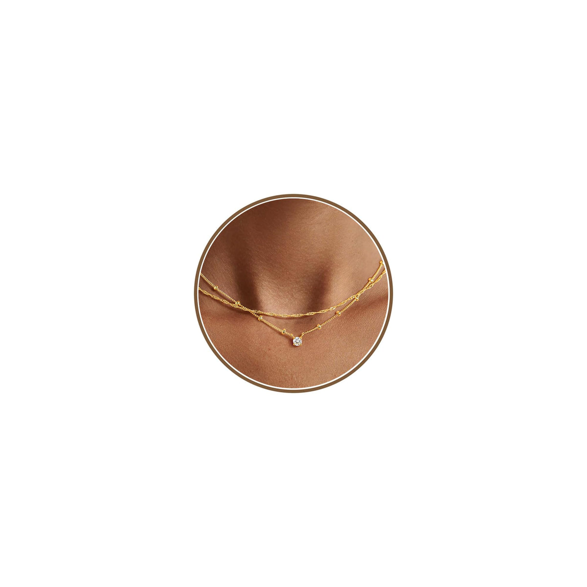 Yoosteel 14K-Gold-Plated Necklaces for Women,Dainty CZ Necklaces Stack