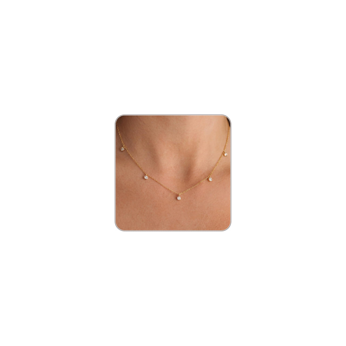 Dainty Silver Gold Necklaces for Women Cute Station Choker Simulated Diamond Necklace Simple Layering CZ Necklace Trendy Jewelry Gifts