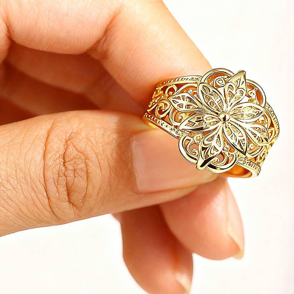 Hollow-Out Pattern Design Ring for Women Engagement Jewelry