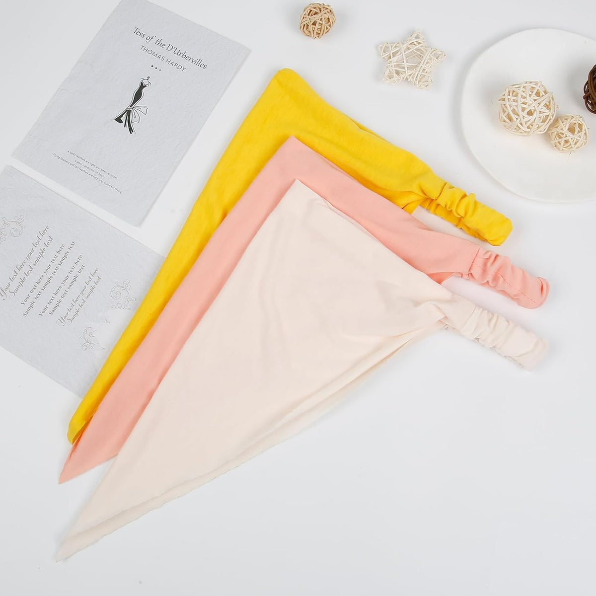 WOVOWOVO 8 Pcs Hair Scarf Headband for Women Girls Non Slip Elastic Boho Triangle Head Scarf Bandana