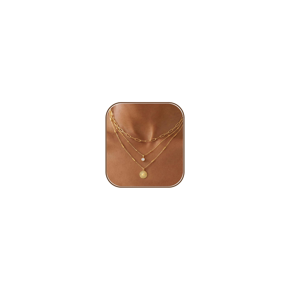 Layered Necklaces for Women Trendy,Gold Necklace Stack 14K Gold Plated Layering Pendant Necklace Set Statement Necklaces for Women Waterproof Gold Jewelry