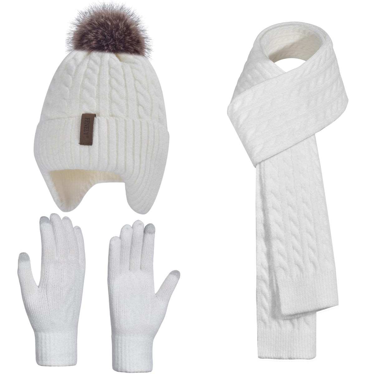 Kids Winter Hat Gloves Scarf Set for 2-14 Years Old Warm Fleece Lining