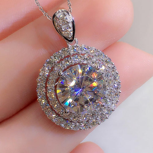 Fashion Round CZ Pendant Necklace Female Gorgeous Wedding Accessories