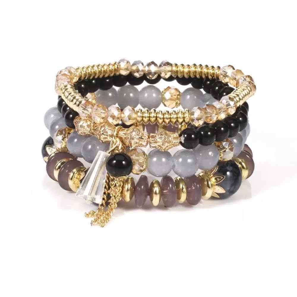 Beaded Bracelets for Women,Bohemian Stackable Style Multilayered Stretch Bracelets Friendship Jewelry Summer
