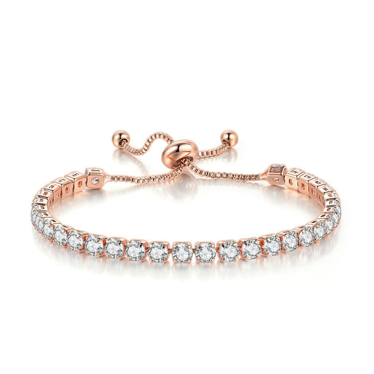 Bracelet for Women Sliver Gold Plated Tennis Bracelet Cubic Zirconia Adjustable Slider Clasp Jewelry Charm Accessories Gift