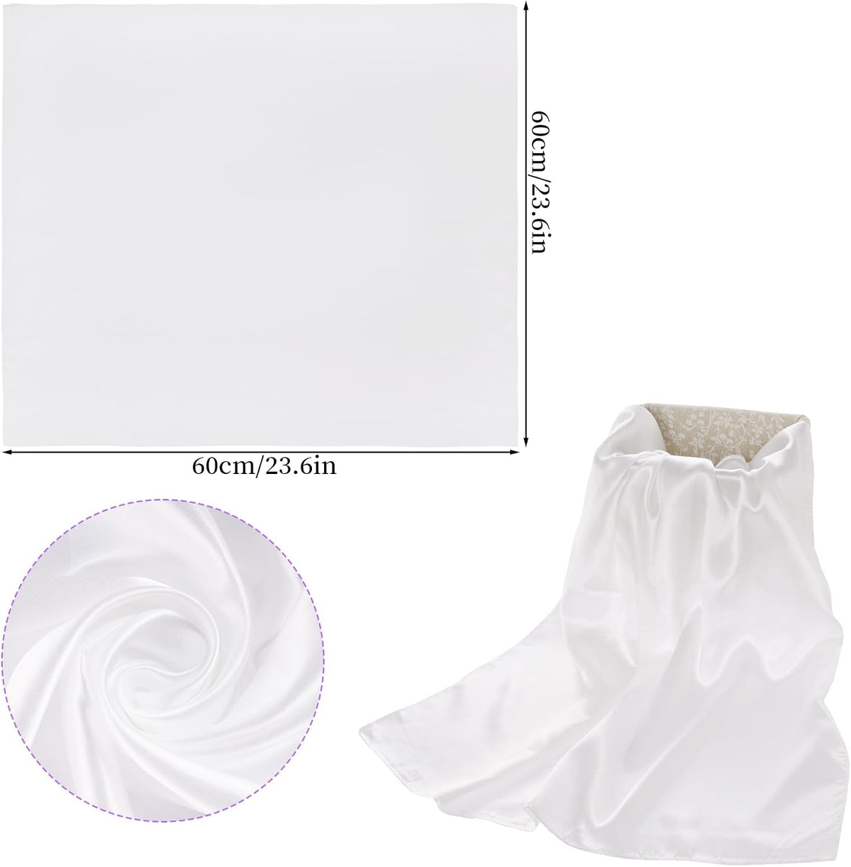 Pistha Chiffon Scarf Square Satin Neck Scarf Handkerchief 23.6 inch