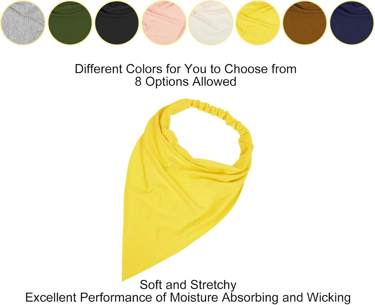 WOVOWOVO 8 Pcs Hair Scarf Headband for Women Girls Non Slip Elastic Boho Triangle Head Scarf Bandana