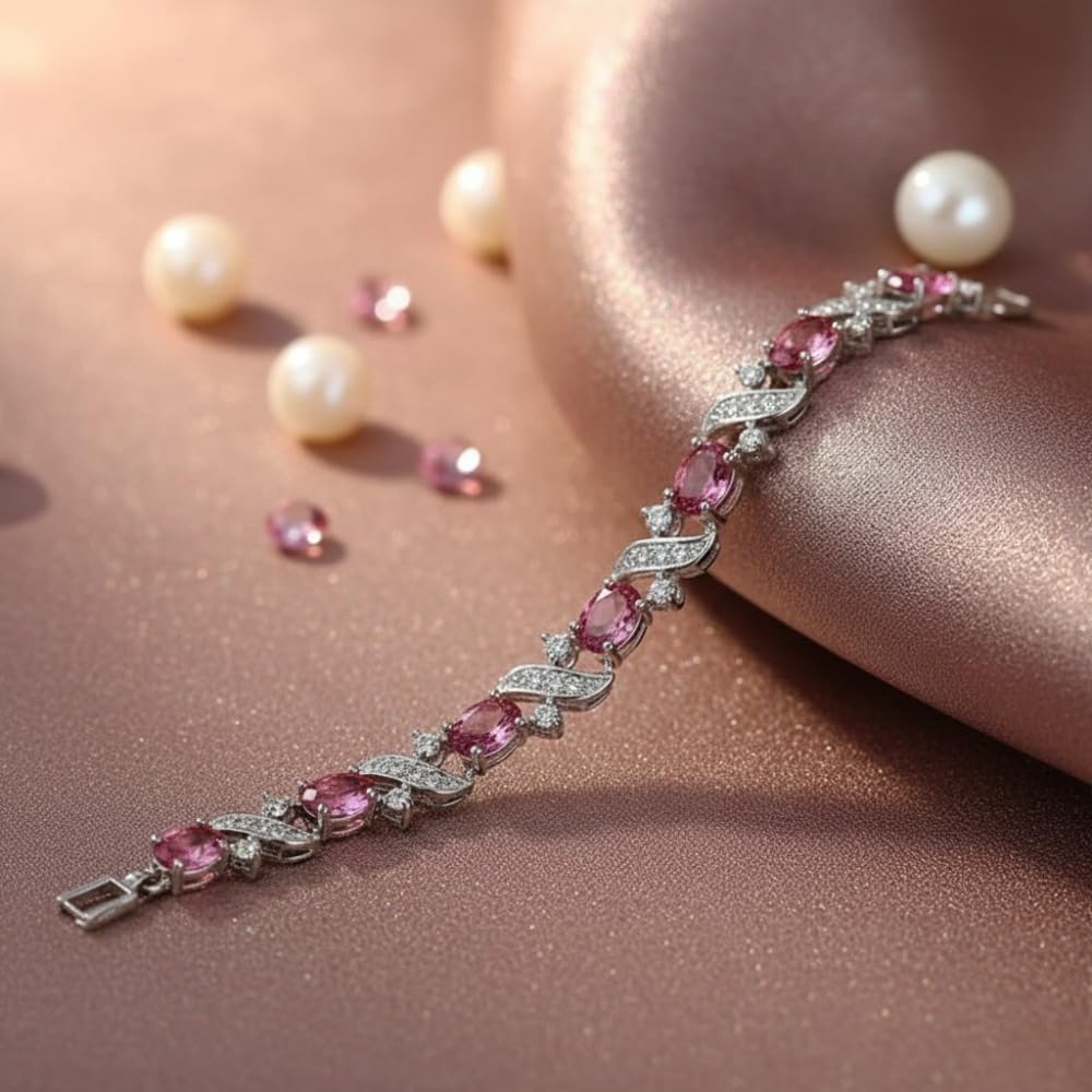 Multi Oval Zircon Bracelet, Luxury Crystal Jewelry for Women