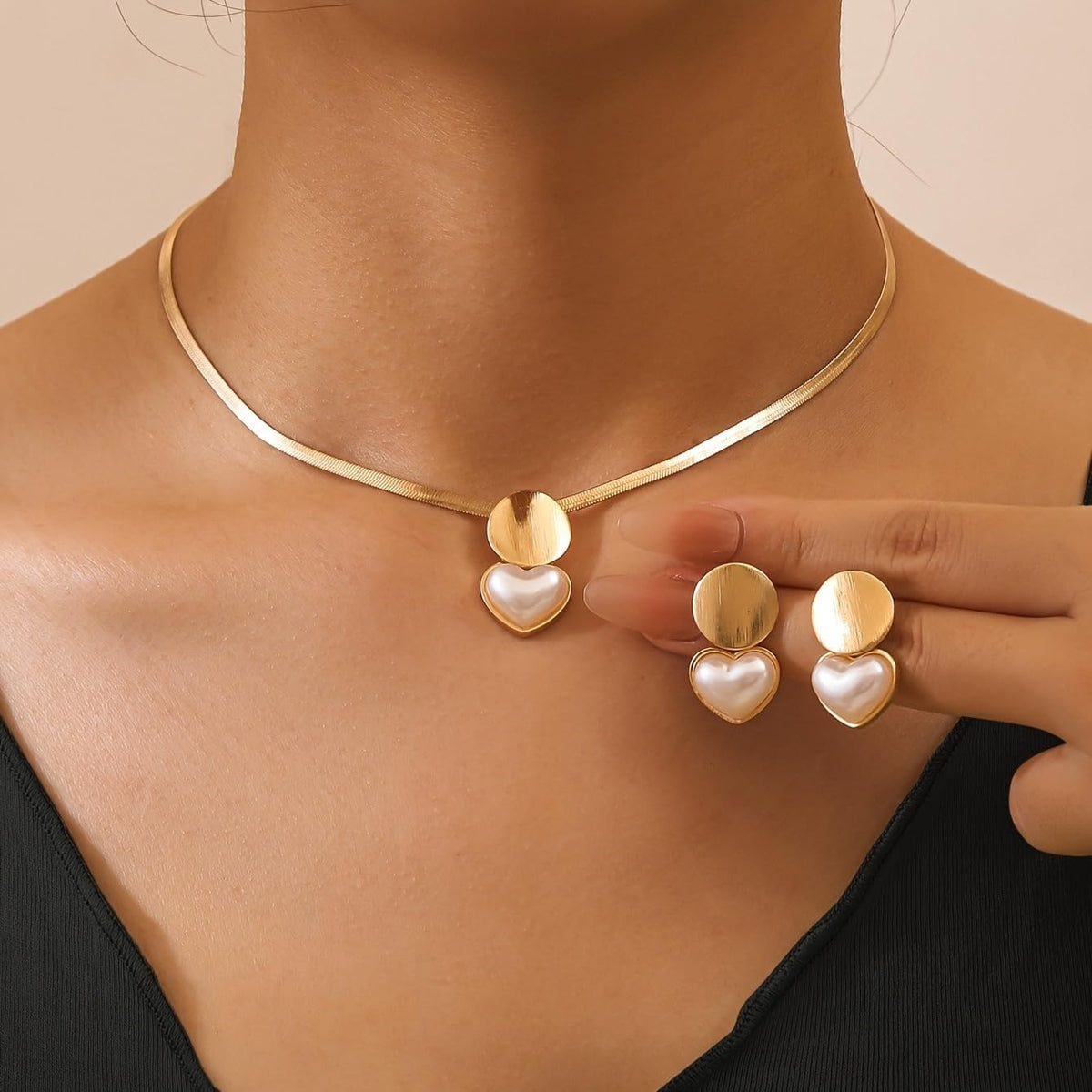 14K Gold Plated Geometric Square Circle Jewelry Set Snake Chain Pendant Necklace Hollow Square Stud Earrings Minimalist Modern Daily Casual Women Accessories