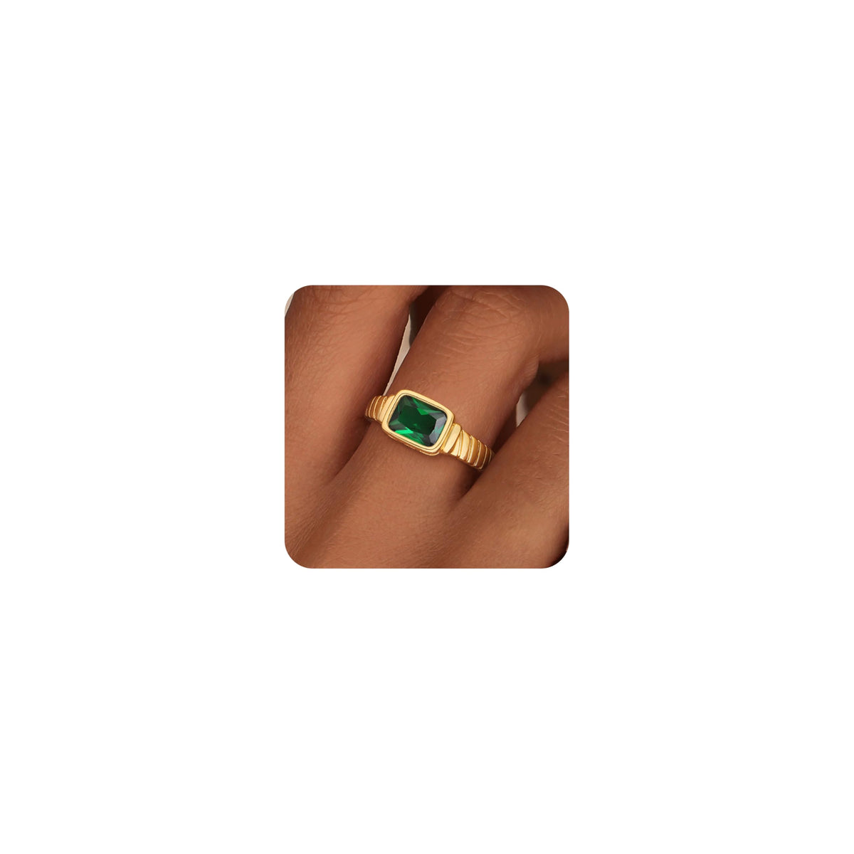 ZHESHY Birthstone Gold Rings for Women Non Tarnish Signet Thumb Chunky Ring