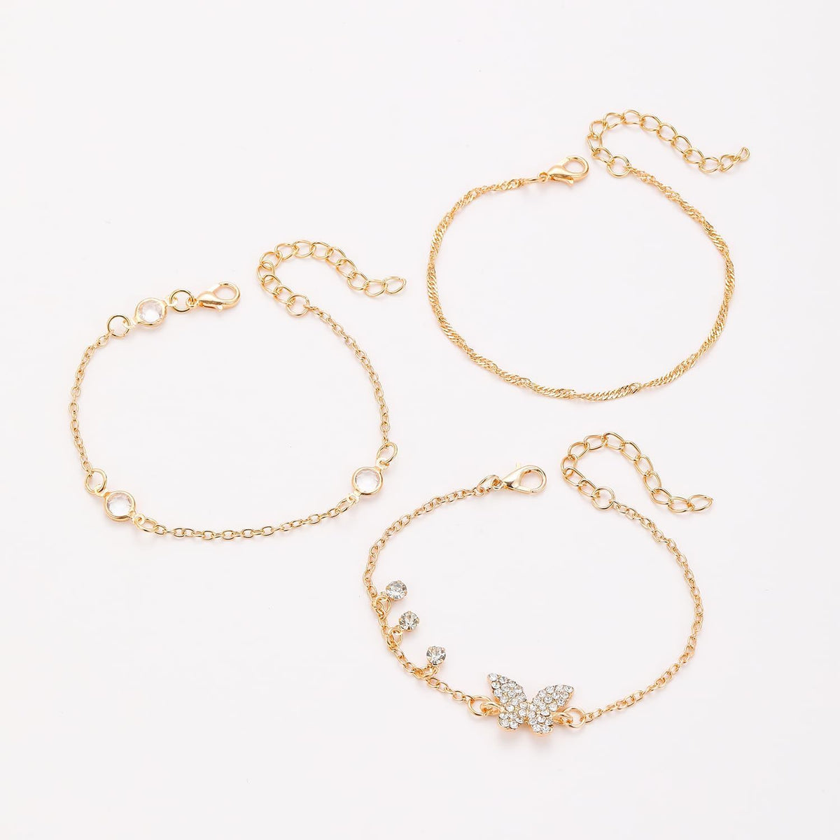 5 PCS Gold Bow Bracelets Set for Women, Elegant Butterfly and Pearl Accented Layered Bracelet Set - Delicate Fashion Jewelry