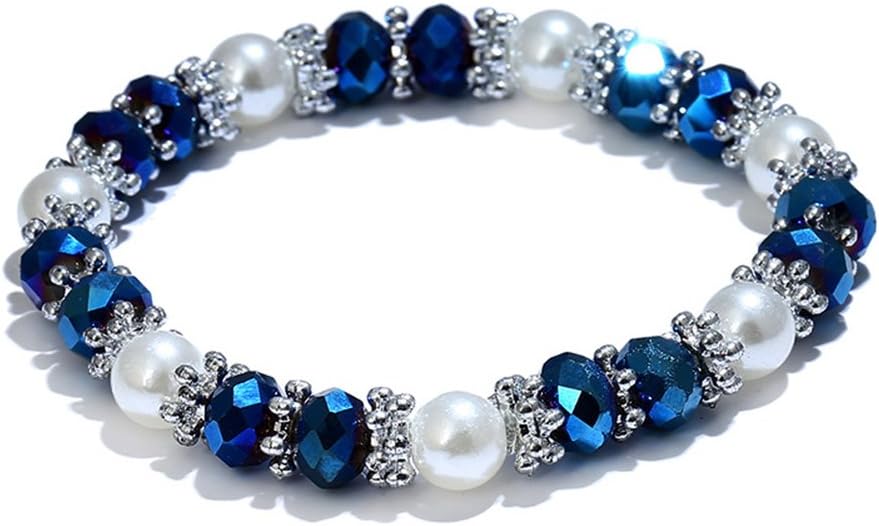Stylish Bracelet Shiny Colorful Rhinestone Faux Pearl Bracelet Bangle Women Jewelry Birthday Gift - Black Useful