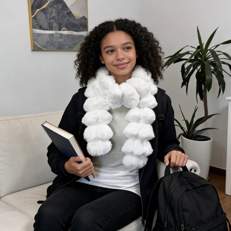 Luxurira Faux Fur Winter Scarf Simple  Accessory for Women Cold Wash Friendly Faux Fur Material 160cm x 8cm