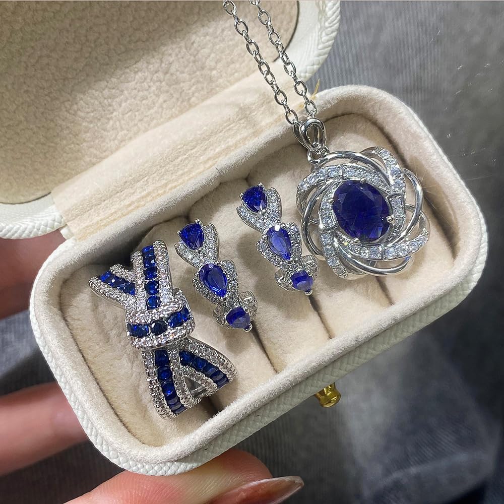 Creative Elegant Necklace Earrings Rings Women Graceful Fashion Jewelry Set