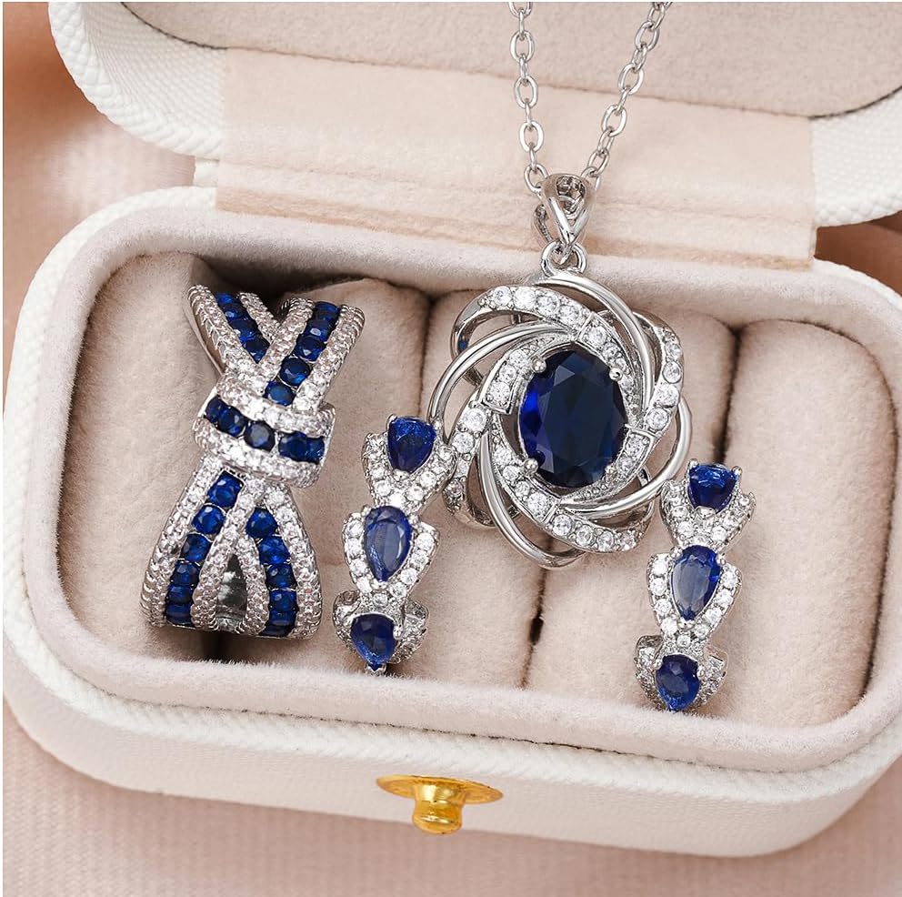 Creative Elegant Necklace Earrings Rings Women Graceful Fashion Jewelry Set