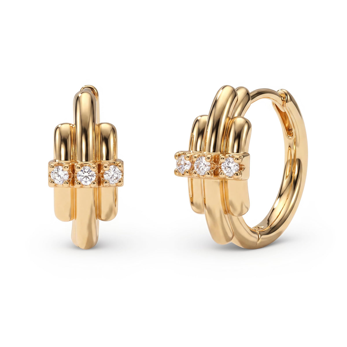 VACRONA Cubic Zirconia Huggie Earrings 14k Gold Plated Tiny Earrings Small Huggie Hoop Earrings Simple Lightweight Hoops Gift for Women
