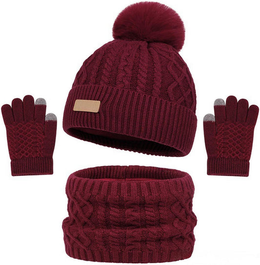 GIBZ Jacquard Winter Hat Scarf Gloves Set for Kids Ages 3-8
