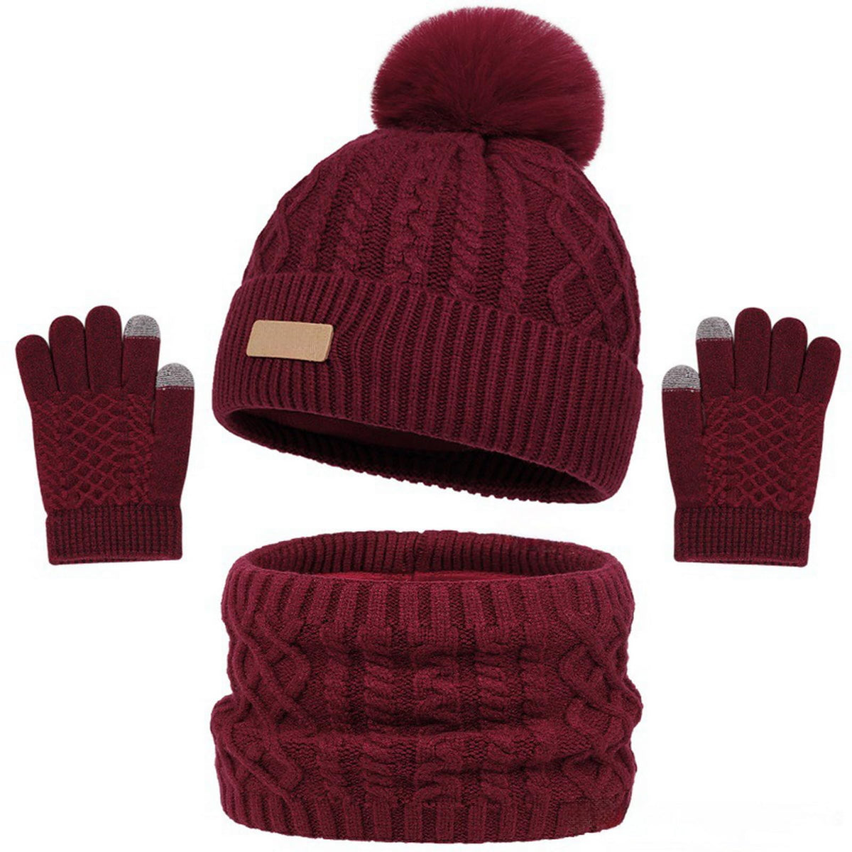 GIBZ Jacquard Winter Hat Scarf Gloves Set for Kids Ages 3-8