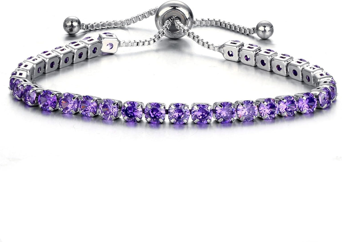 Bracelet for Women Sliver Gold Plated Tennis Bracelet Cubic Zirconia Adjustable Slider Clasp Jewelry Charm Accessories Gift