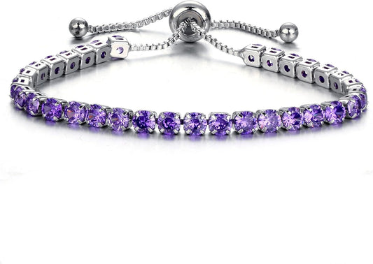 Bracelet for Women Sliver Gold Plated Tennis Bracelet Cubic Zirconia Adjustable Slider Clasp Jewelry Charm Accessories Gift