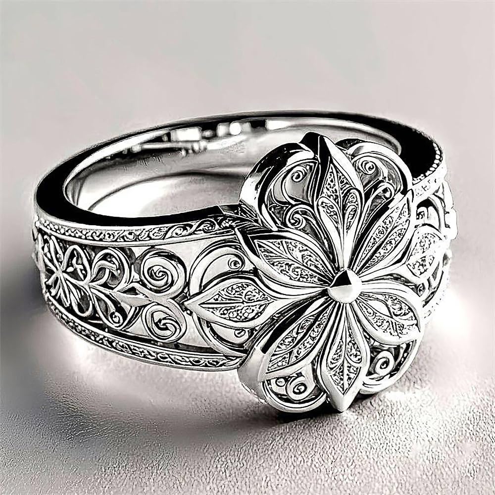 Hollow-Out Pattern Design Ring for Women Engagement Jewelry